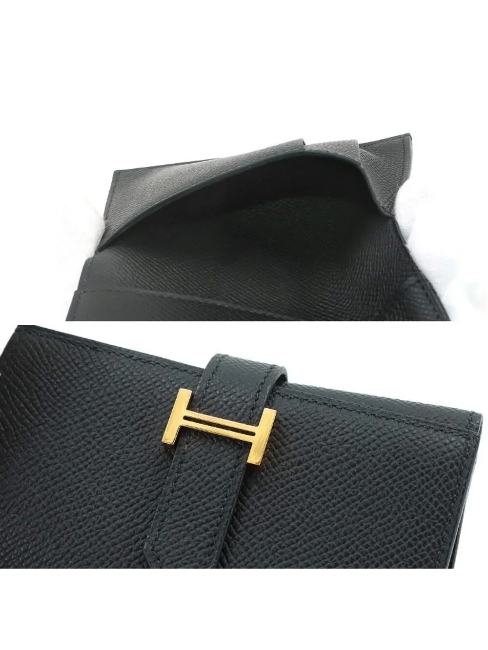 Hermes Bearn Combine Trifold Wallet Epsom Black